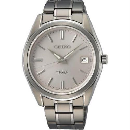 Seiko SUR369 Titanium Classic Quartz Silver Dial Men`s Watch SUR369P1