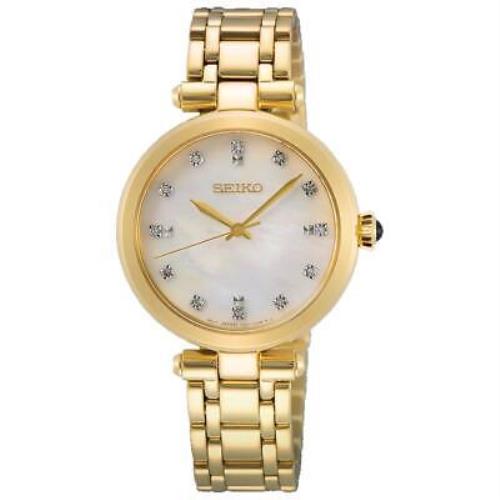 Seiko SRZ536 Crystal White Dial Gold Stainless Steel Women`s Watch SRZ536P1