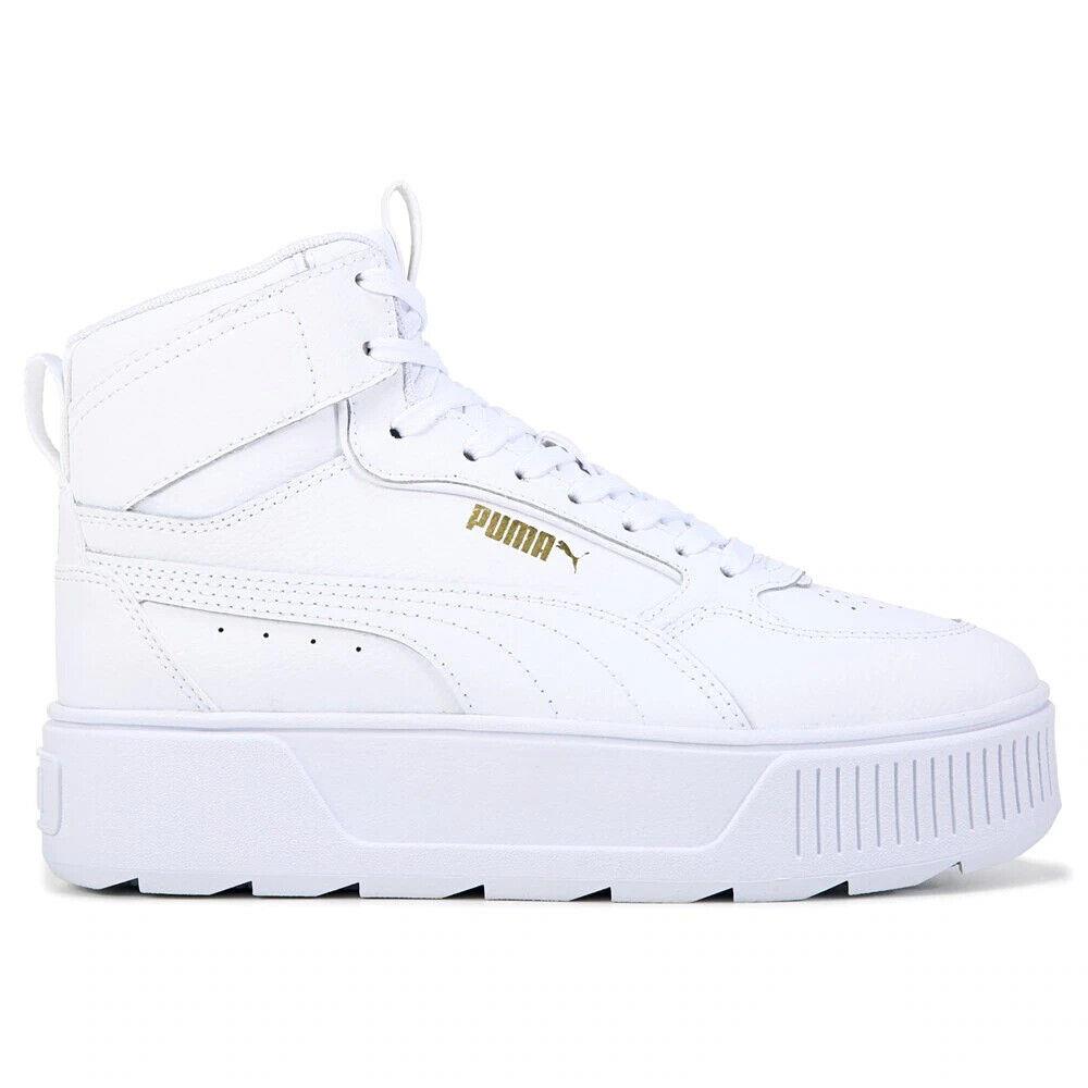 Puma Karmen Rebelle Mid Platform Women`s White Sneakers Court Shoes 38721301 - White