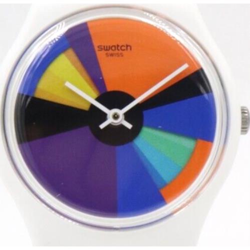 Swiss Swatch Color Calendar White Silicone Watch 34mm GW709