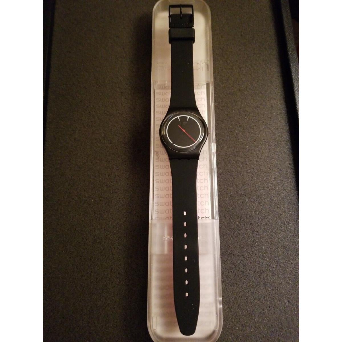 Swatch Watch with Case Black Red