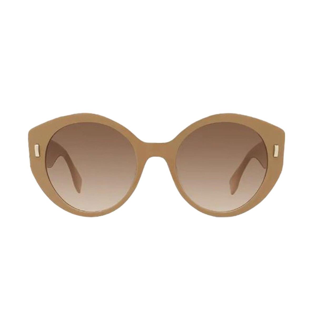 Fendi First Dark Beige Acetate Round Frame Tinted Sunglasses - Frame: Beige, Lens: Purple
