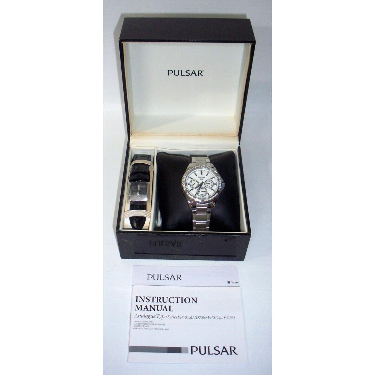 Pulsar PP6049 Ladies Chronograph Mop Dial Swarovski Crystal Bezel Watch