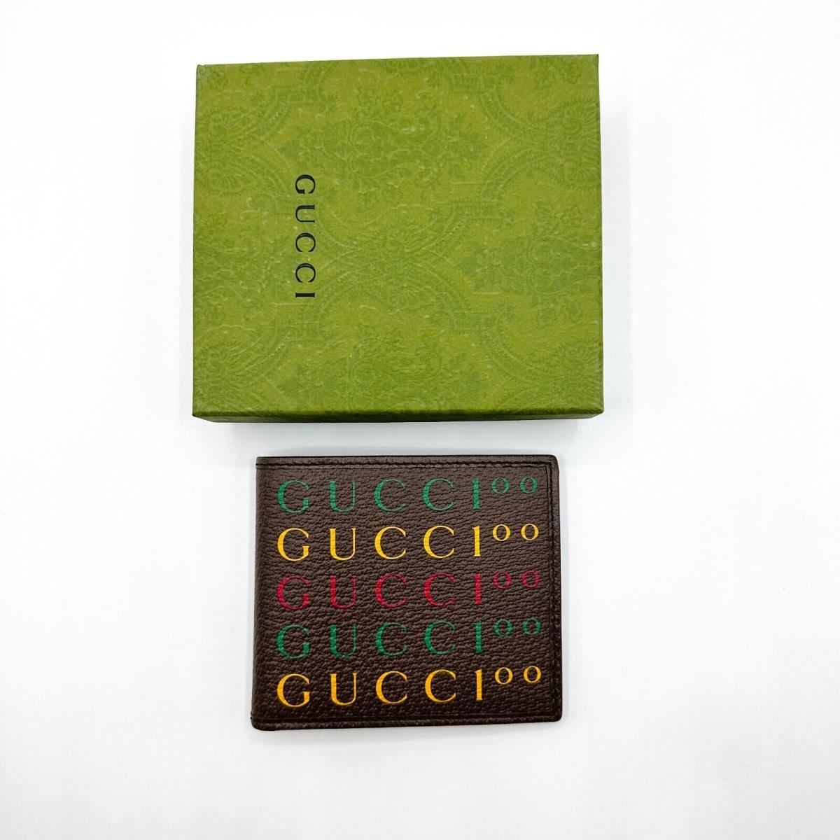 Gucci 100 Centennial Men`s Brown Leather Bifold Wallet 676238 2592