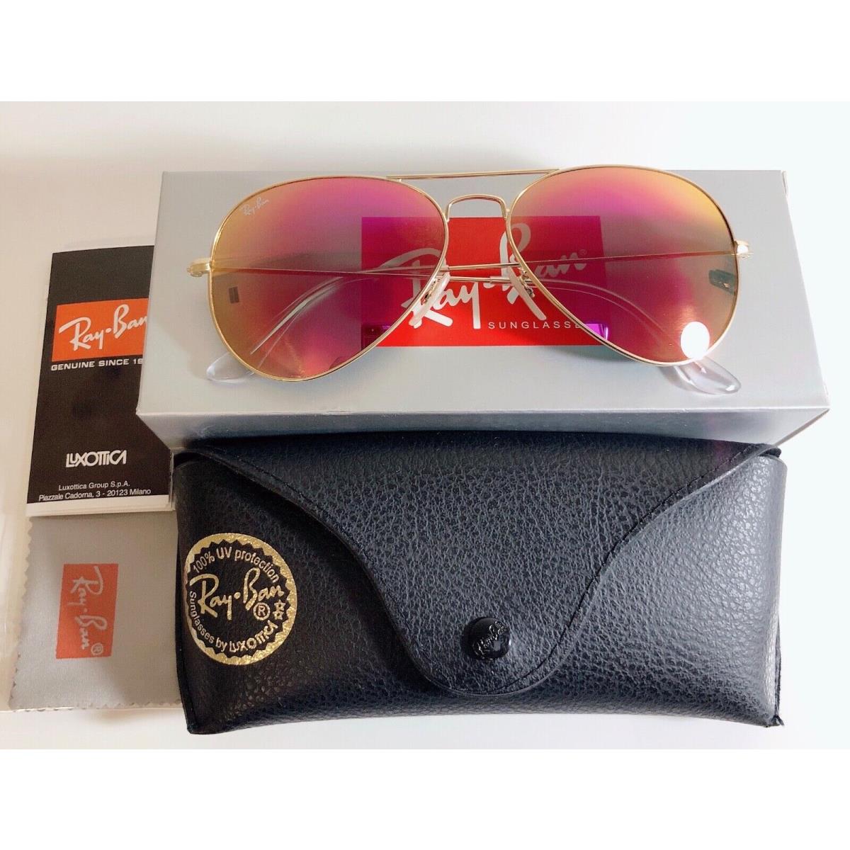 Ray Ban Sunglasses Women Aviator Sunglasses Pink Classic Mirrored Flash Lenses