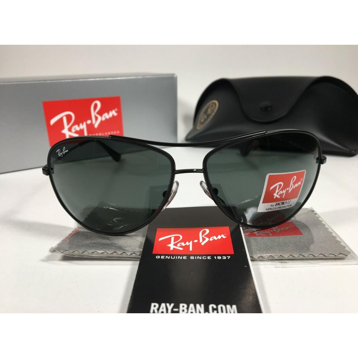 Ray-ban Highstreet Aviator Sunglasses Matte Black Green Lens RB3293 006/71 63mm