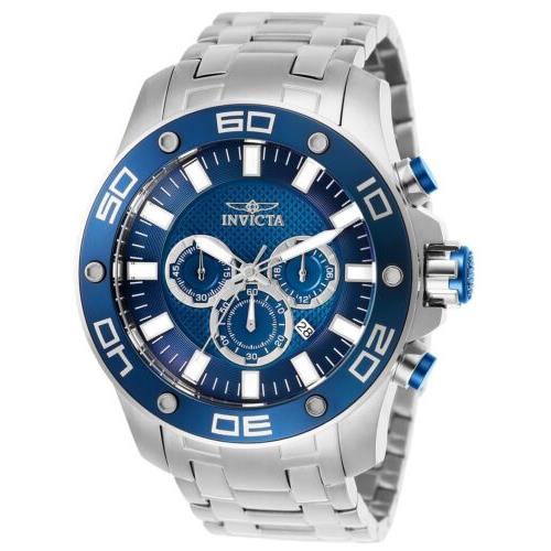 Invicta Men`s Watch Pro Diver Scuba Chronograph Blue Dial Steel Bracelet 26075