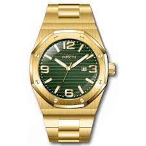 Invicta 45784 Huracan Green Dial 48mm Gold Tone Stainless Steel Men`s Watch - Dial: Green, Band: Gold