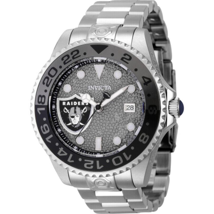 Invicta Nfl Las Vegas Raiders Automatic Date Grey Dial Men`s Watch 45025