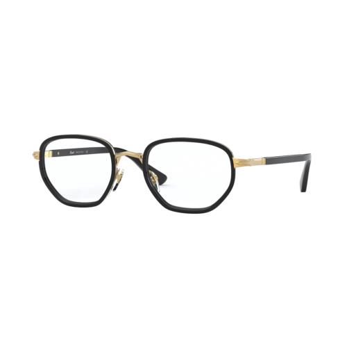 Persol Demo Geometric Men`s Eyeglasses PO2471V 1097 50 Black Gold Optical Frame