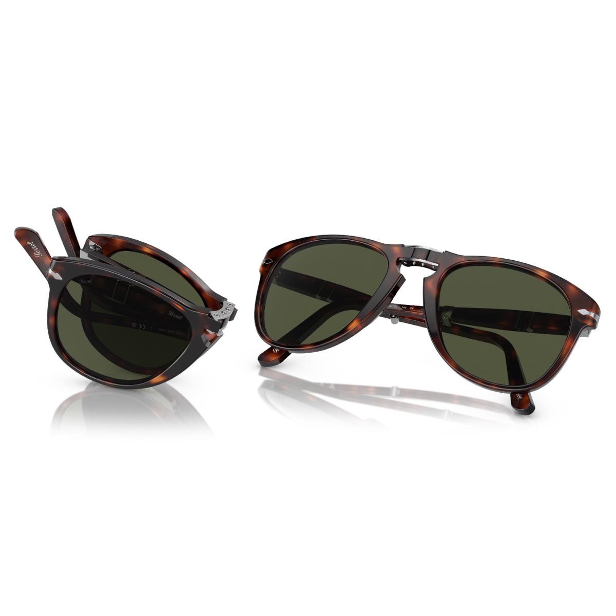 Persol Folding Sunglasses 0714 24/31 Havana w/ Green Lenses 52mm
