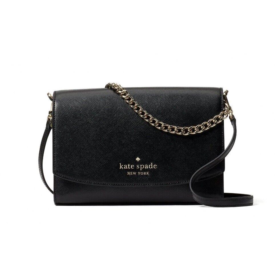 New Kate Spade Carson Saffiano Leather Convertible Crossbody Bag Black