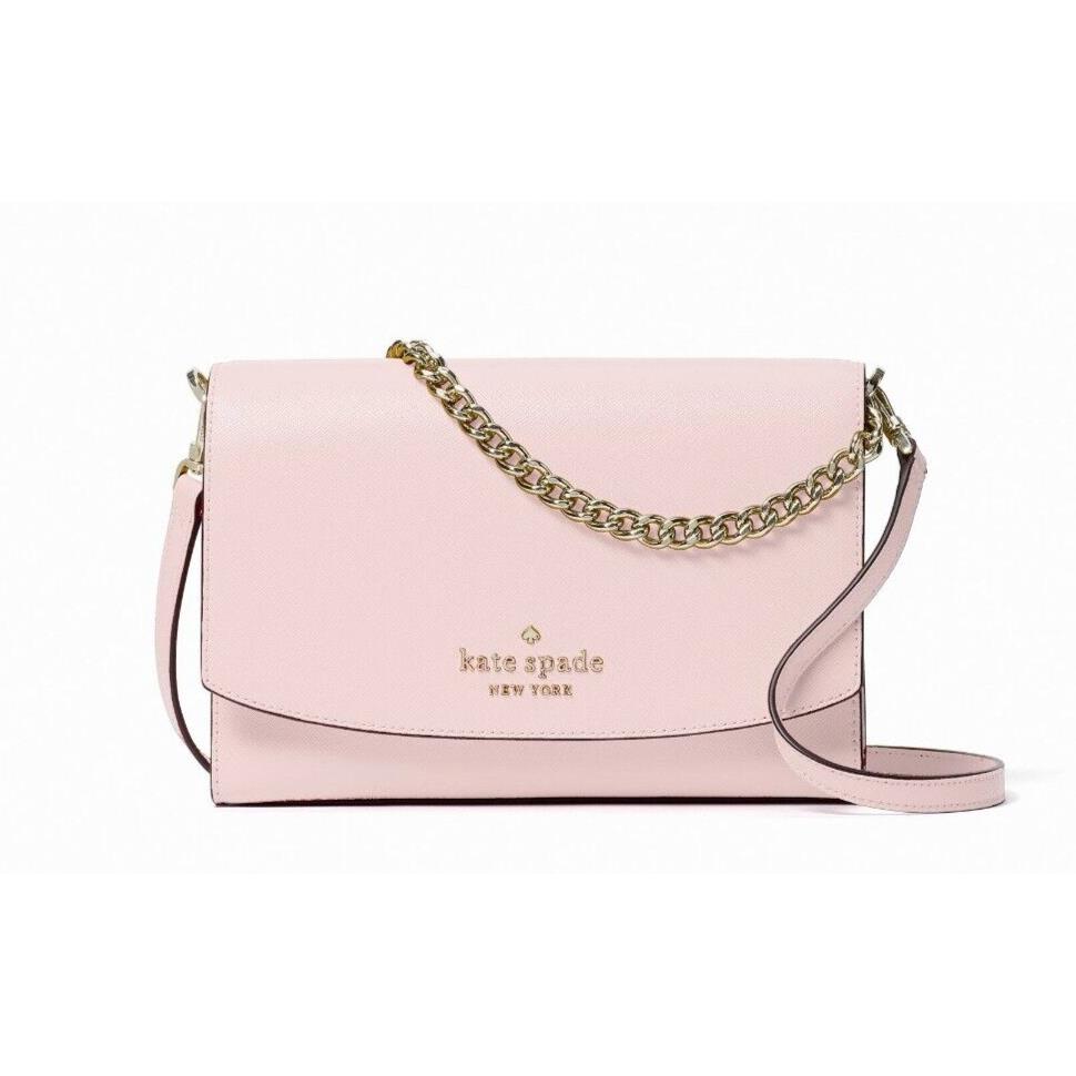 New Kate Spade Carson Saffiano Leather Convertible Crossbody Bag Chalk Pink