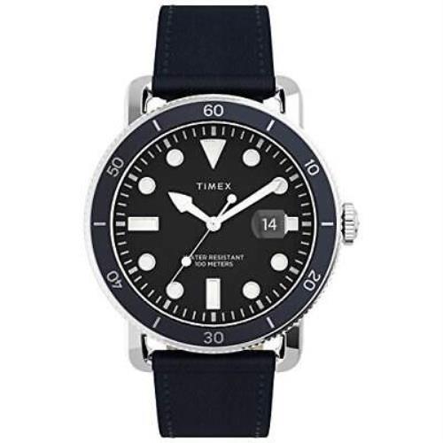 Timex Men`s TW2U01900 Port 42mm Blue/black Leather Strap Watch