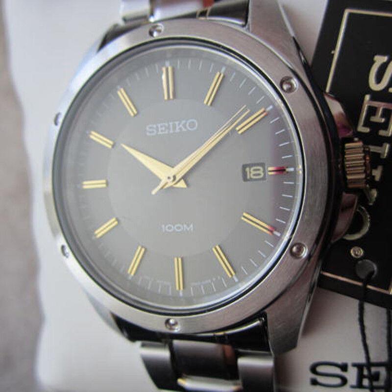 Seiko Men`s Watch Quartz All Stainless S Two Tone Japan SGEF85