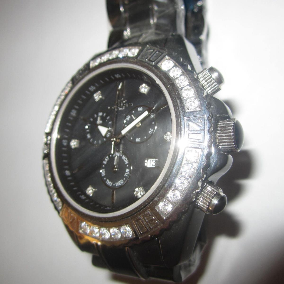 Oniss Sharp Men`s Watch Chrono All Black Ceramic Crystal Sapphire ON627-M Swiss