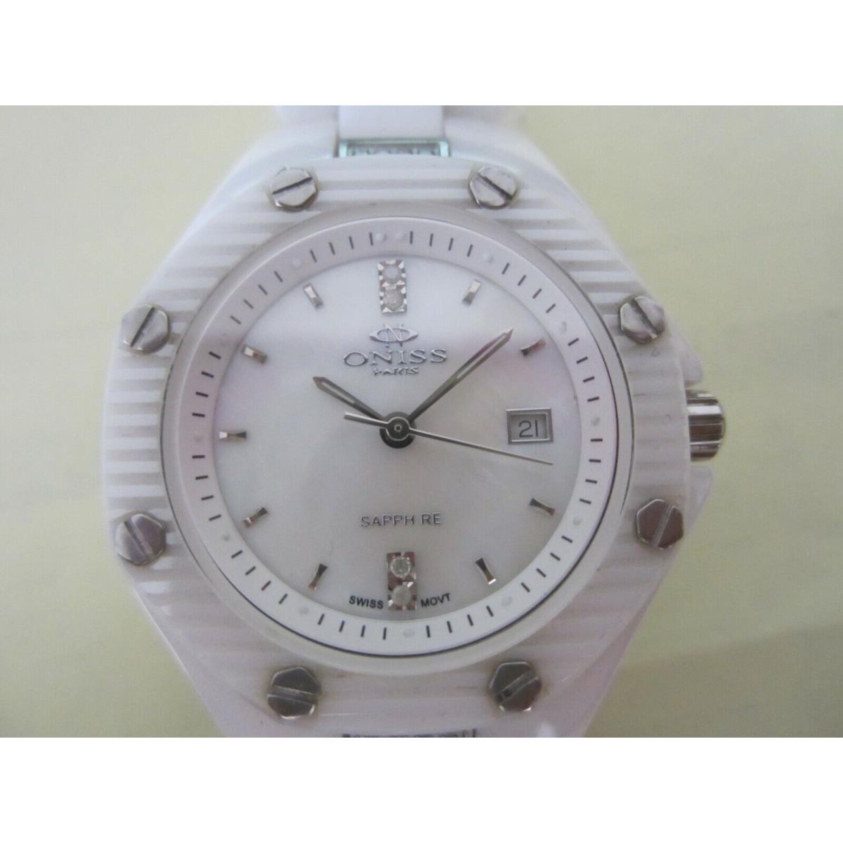 Oniss Lady`s Watch Quartz White Ceramic Sapphire ON8200-L