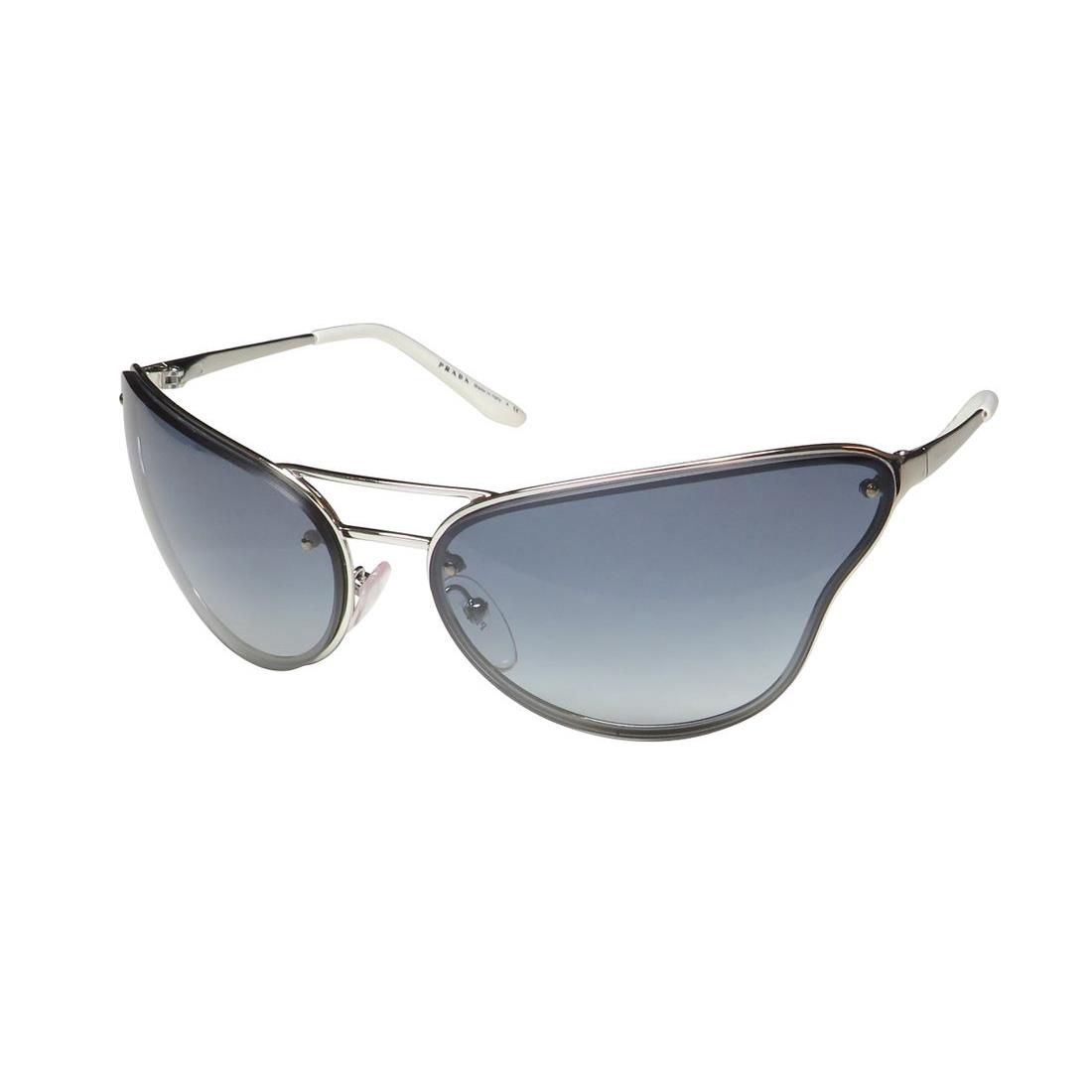 Prada 74V Oversized Wrap/shield Italian Exclusive Designer Sports Hip Sunglasses Silver Light Gray