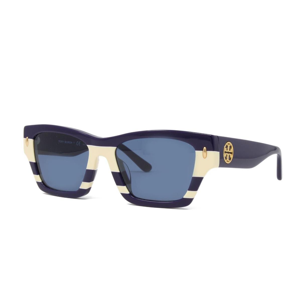 Tory Burch Sunglasses Women`s TY7169U 189580 Navy Ivory Vintage Stripes 52mm