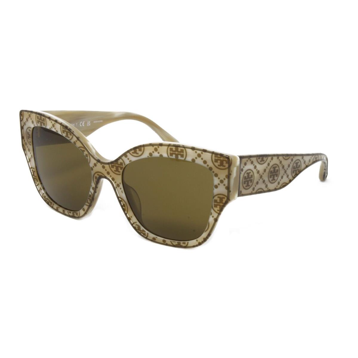 Tory Burch Sunglasses Women`s TY7184U 193373 Ivory Horn with Olive Monogram 54mm