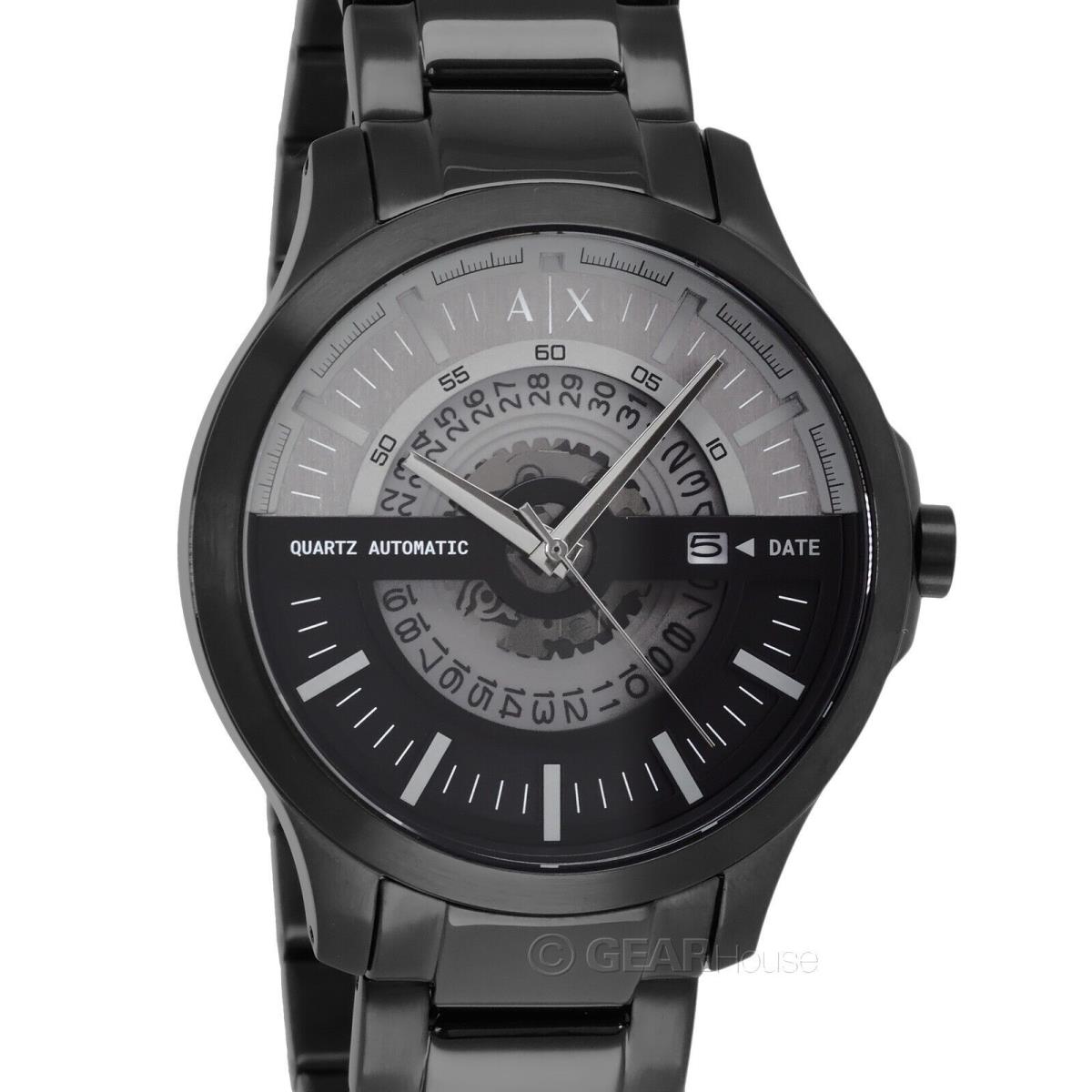 Armani Exchange Mens Automatic Quartz Watch Black Gray Dial Stainless Steel