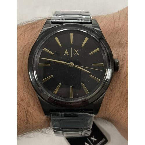 Armani Exchange AX7102 Men Black Stainless Steel Watch Bracelet