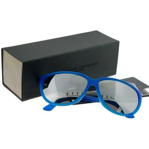 Porsche P8588-E Cat Eye Women`s Blue Frame Grey Lens Sunglasses