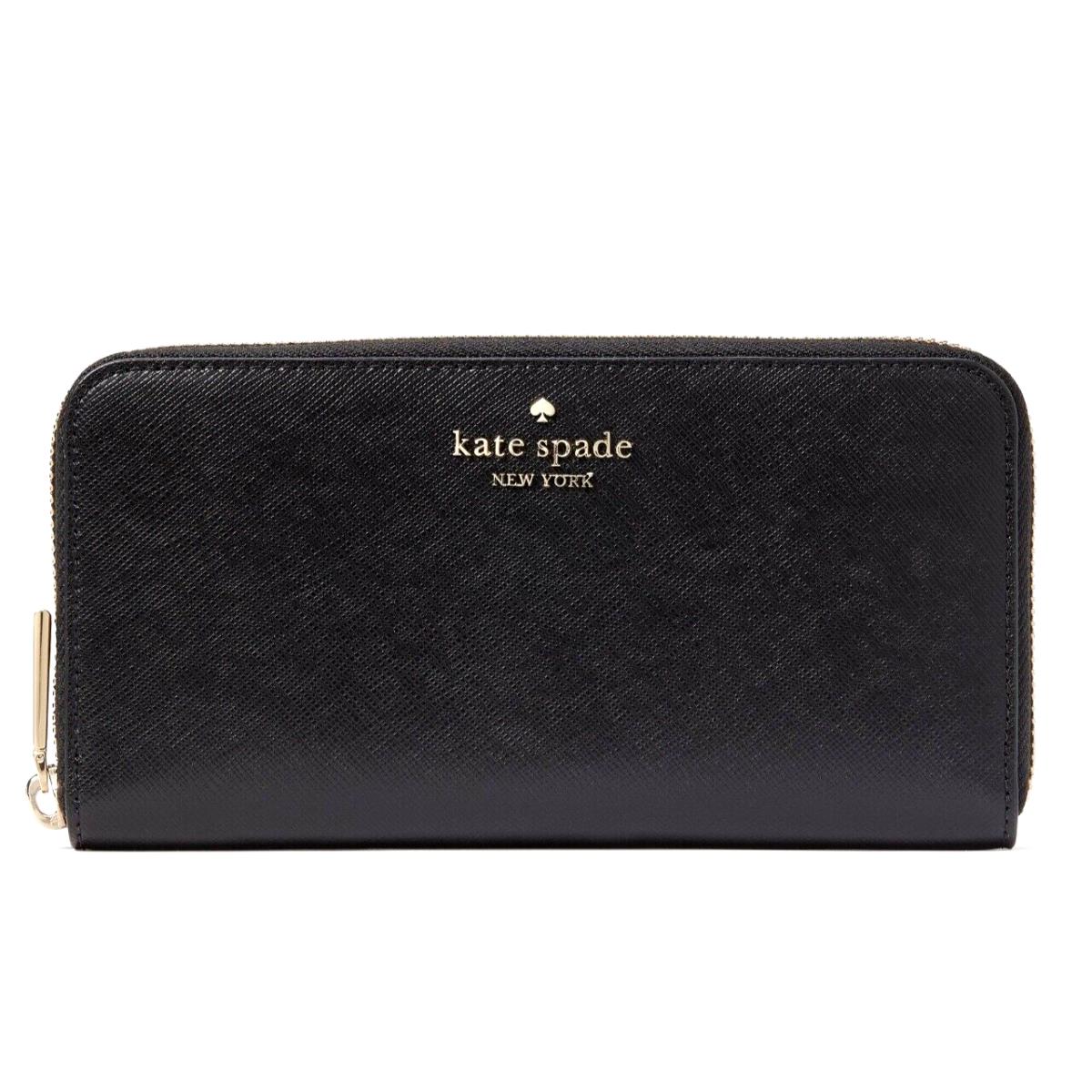 New Kate Spade Madison Saffiano Leather Large Continental Wallet Black