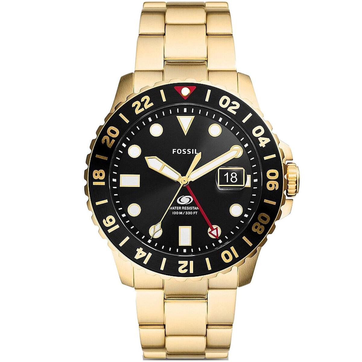 Fossil Men`s Blue Gmt Black Dial Watch - FS5990