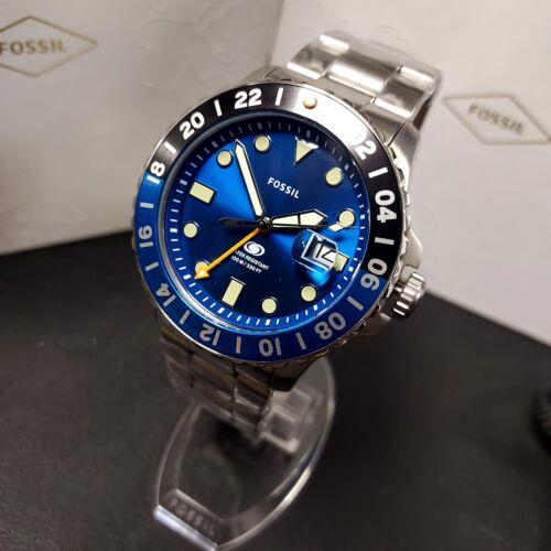 Fossil Blue Gmt Silver Stainless Steel Watch FS5991 | - Fossil