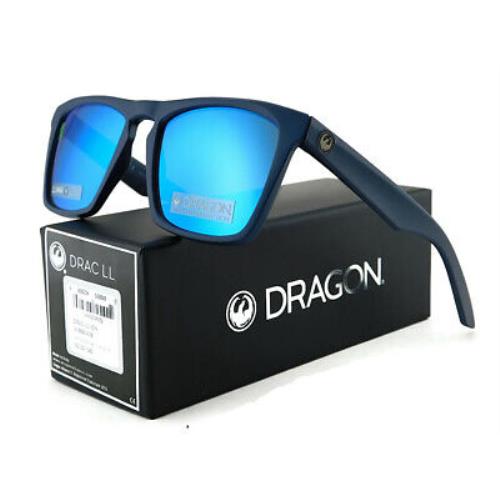 Dragon Drac Sunglasses Matte Navy / Lumalens Blue Ion Mirrored Lens