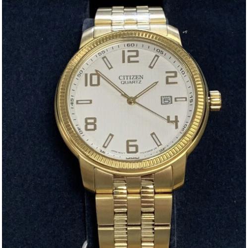 Citizen`s Gold Finish Men`s Wristwatch BI0992-51A White Dial