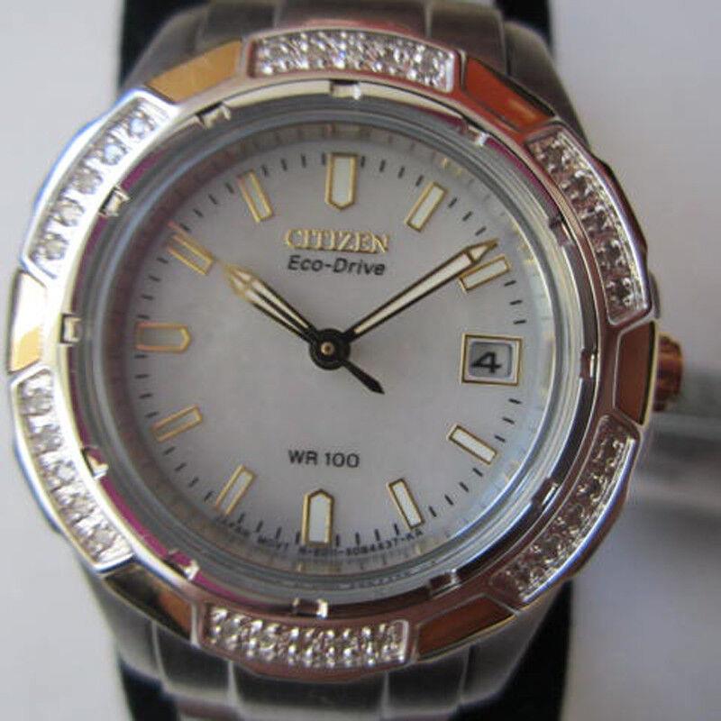 Citizen Eco-drive Aviara Lady`s Watch Quartz Diamond All S/s Two Tone EW1374-51D