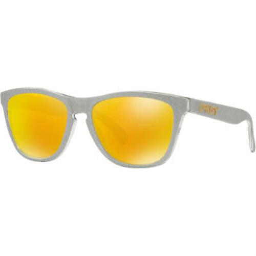 Oakley Frogskins OO9245 Sunglasses Checkbox Silver Fire Iridium - Frame: Silver, Lens: Red Iridium