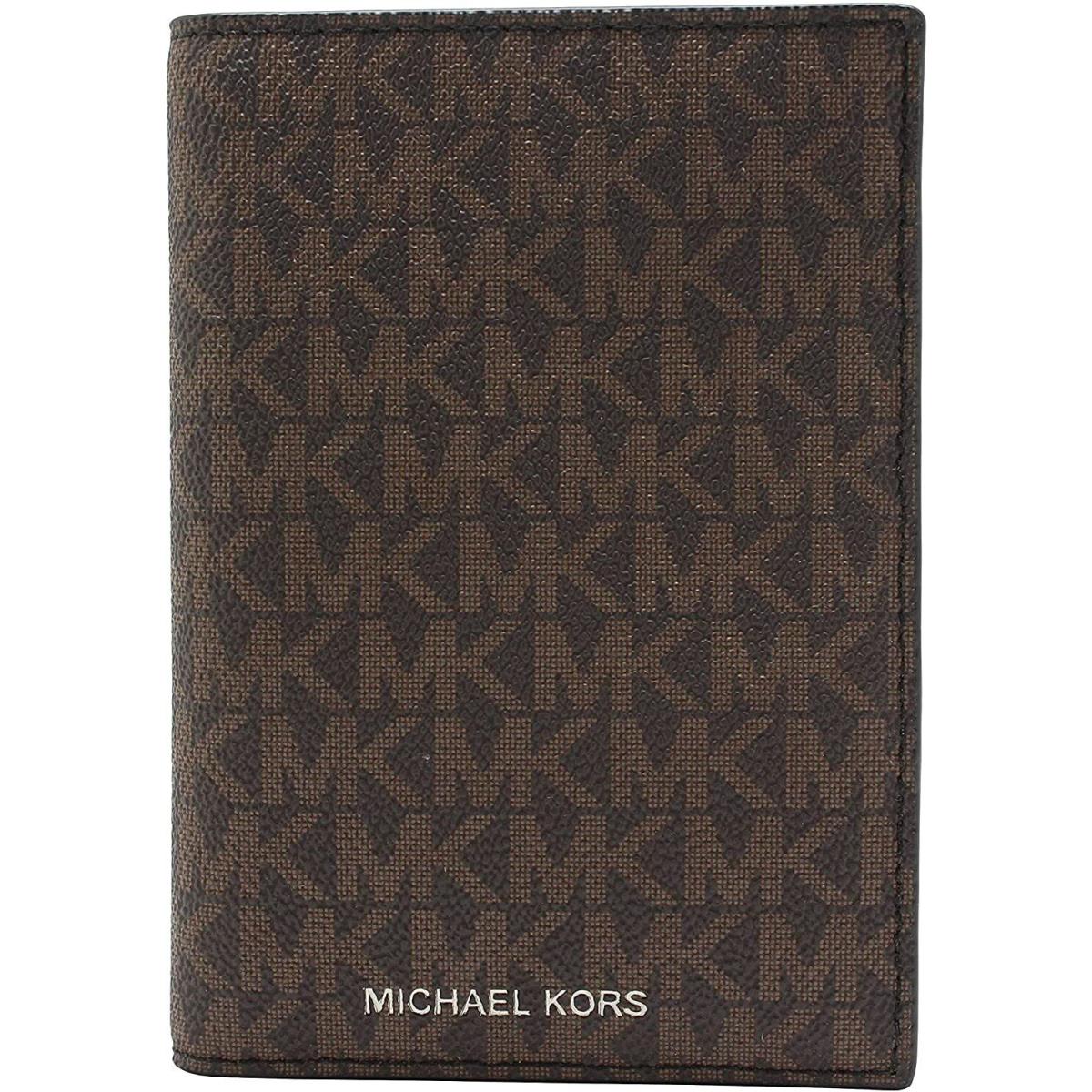 Michael Kors `jet Set` Brown Signature Travel / Passport Wallet