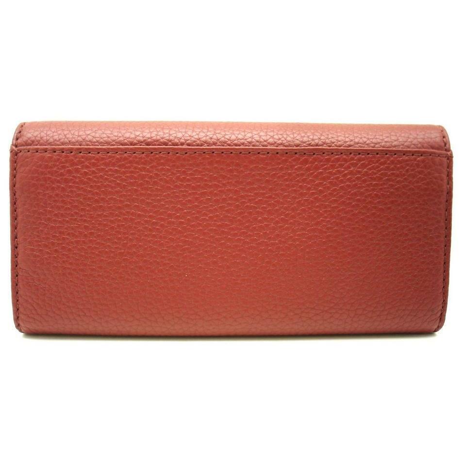 Michael Kors MK Fulton Flap Continental Pebble Leather Wallet-brick