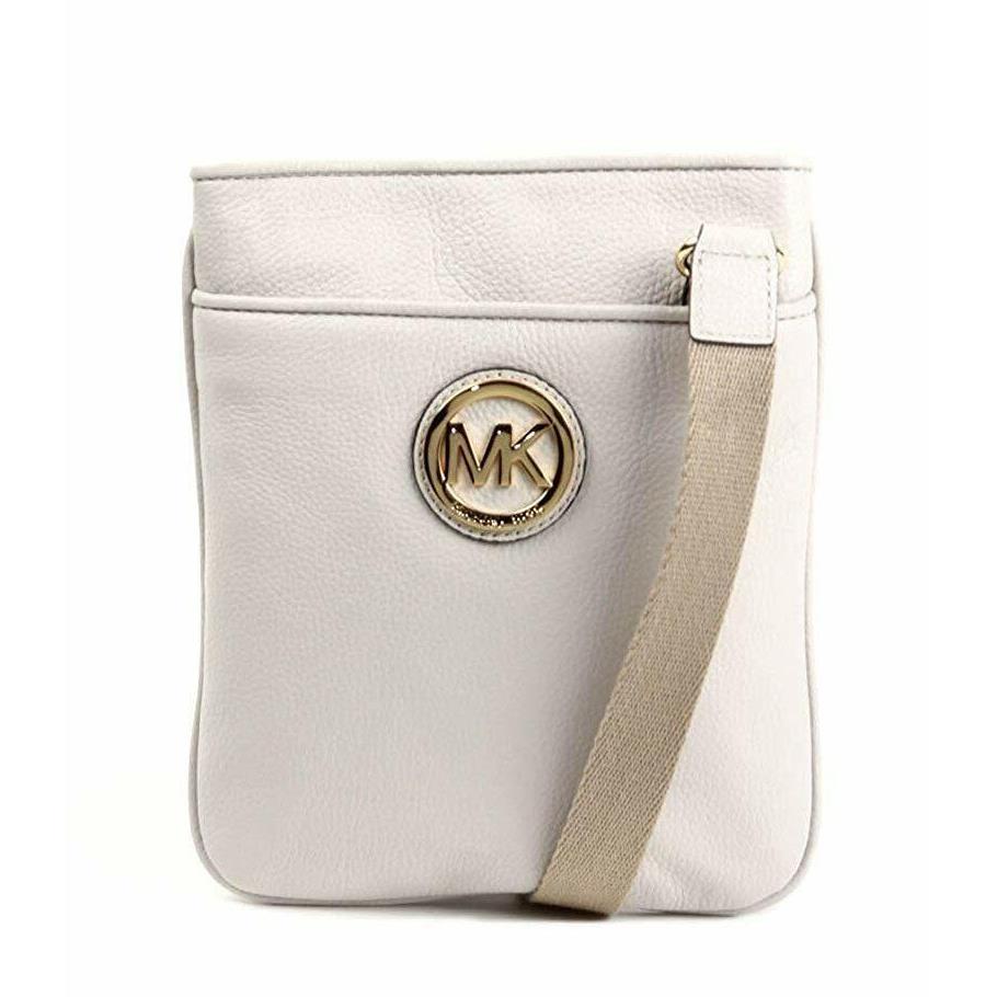 Michael Kors MK Fulton Pebble Leather Crossbody/bag-vanilla/gold