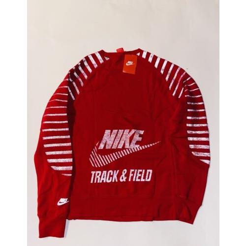 Nike Track and Field Red 3M Men`s Size Medium Crew Neck Sweatshirt Side Zip