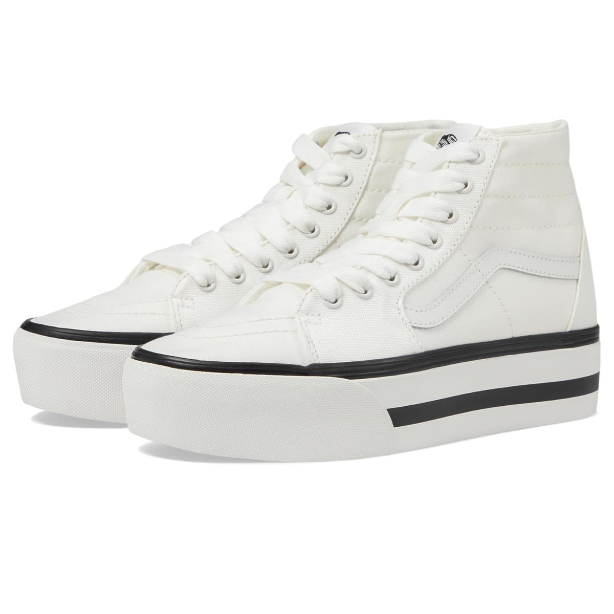 Woman`s Sneakers Athletic Shoes Vans Sk8-Hi Tapered Stackform Smarten Up White/Black