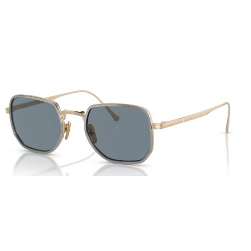 Persol PO5006ST 800556 Gold Silver Square Round Men`s Titanium 47 mm Sunglasses