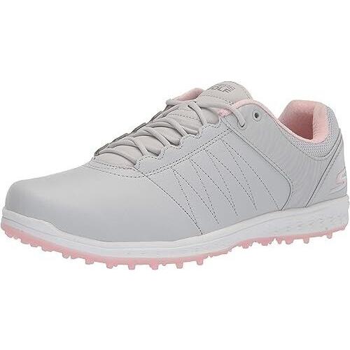 Skechers Womens Pivot Spikeless Golf Shoe Light Gray/pink 10 US