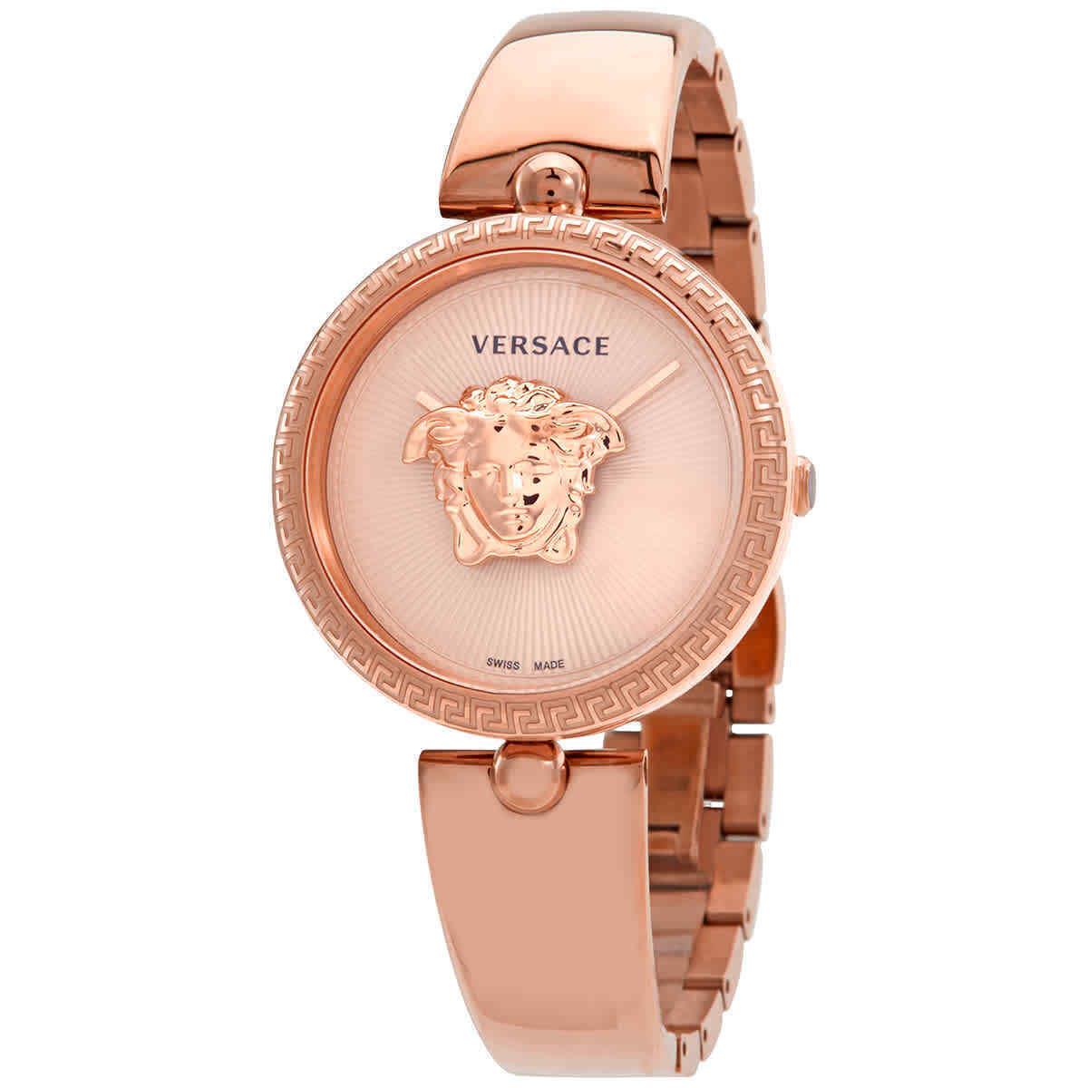 Versace Palazzo Quartz Rose Dial Ladies Watch VECQ00718 - Dial: Rose (Medusa Head), Band: Rose Gold-tone, Bezel: Rose Gold-tone