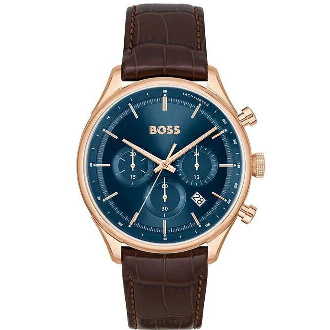 Hugo Boss Men`s Gregor Quartz Chronograph Brown Leather Strap Watch 1514050