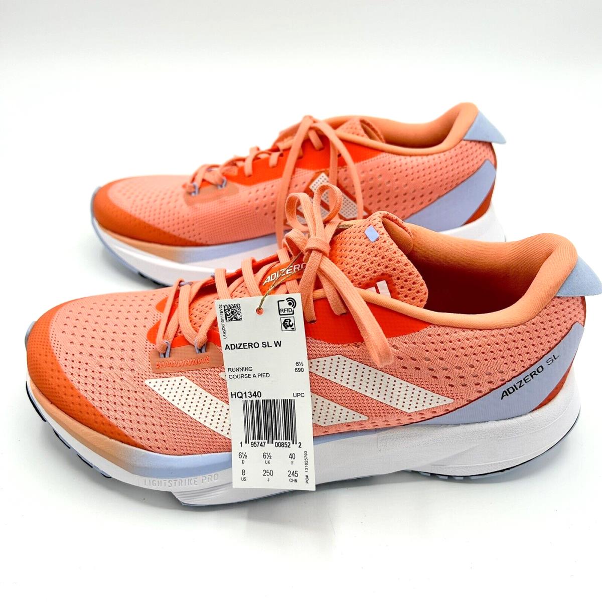 Adidas Adizero SL Women`s Running Shoes Jogging Walking Shoes Peach HQ1340 Sz 8