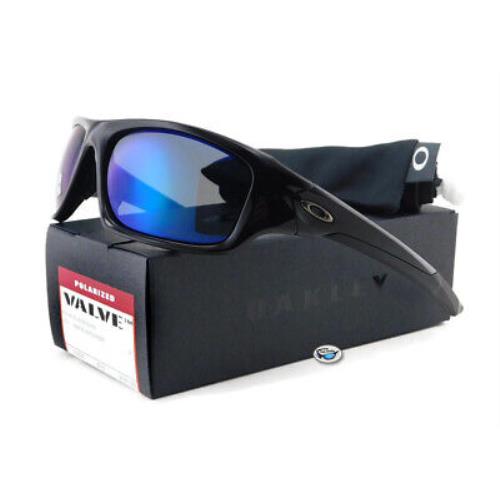 Oakley Valve Sunglasses 9236-12 Polished Black / Deep Blue Polarized Lens