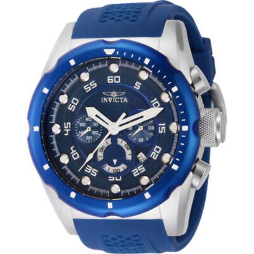 Invicta Men`s Watch Speedway Chronograph Black Dial Blue Silicone Strap 41560