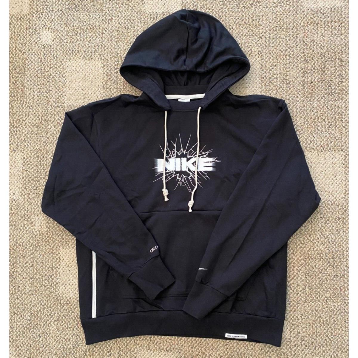 Men`s L Nike Dri-fit Standard Issue Pullover Hoodie Sweatshirt Black FB7048-010