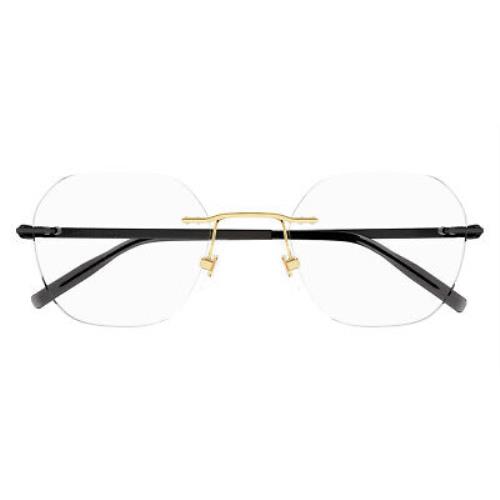 Montblanc MB0282O Eyeglasses Men Gold/black Geometric 51mm - Frame: Gold/Black, Lens: