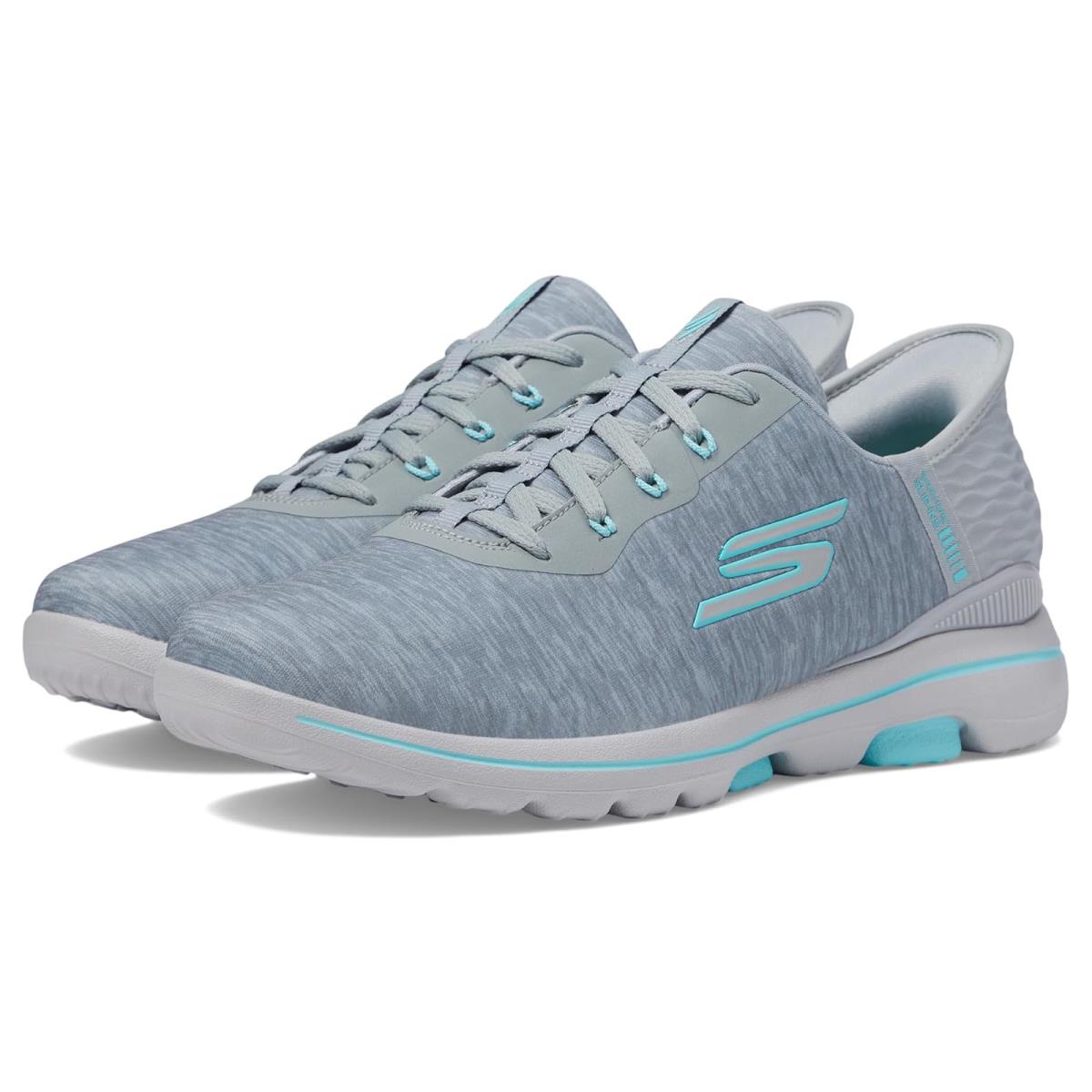 Woman`s Shoes Skechers GO Golf Go Golf Walk 5 Hands Free Slip-ins - Grey/Aqua