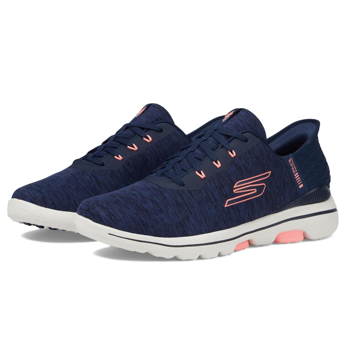 Woman`s Shoes Skechers GO Golf Go Golf Walk 5 Hands Free Slip-ins Navy/Pink